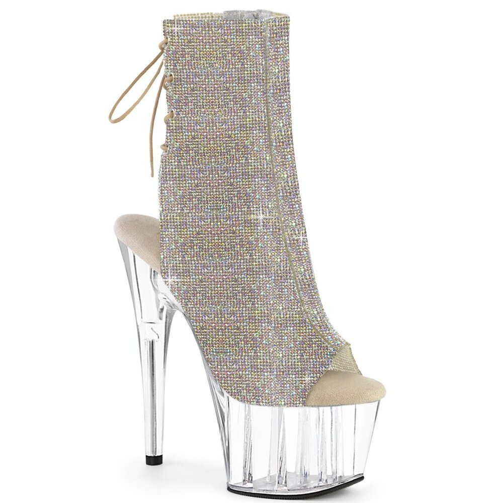 Pleaser Adore-1018C-RS Rhinestone Platform Ankle Boots with High Heels